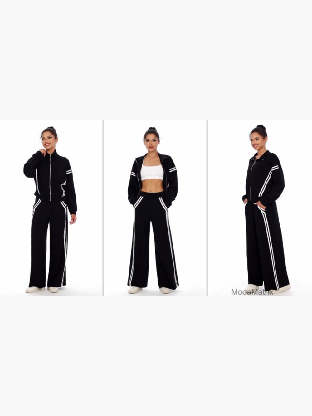 Contrast Striped Zip Up Sweat Set Track Suit Jogging Pants Lounge Outfit - Picture 7 of 7